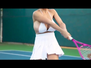 girls with big breasts learn to play tennis